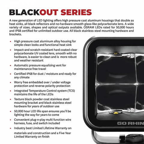 Go Rhino 751080711CRS - Blackout Series Lights 7 Maxline Hi/Low Beam W/Multi Daytime Running Light