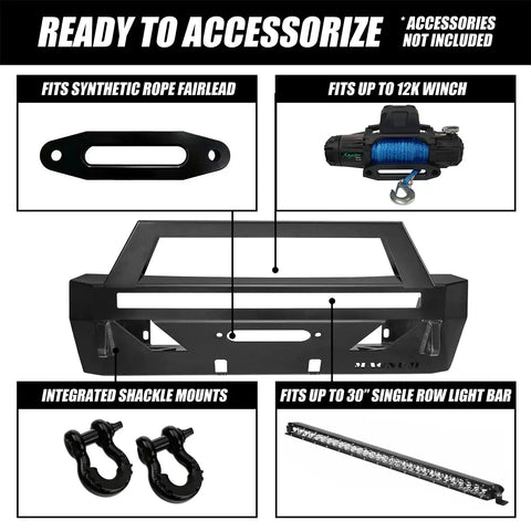 Raptor Series FBM75TYN-RT Magnum - Front Stubby Winch Ready Bumpers Black Textured Alloy Steel 14-23 Toyota 4Runner Note: Not Compatible With Limited Nightshade And TRD Sport Models. Optional RT Bar Installed Could Cause Interference TSS Equipped Models