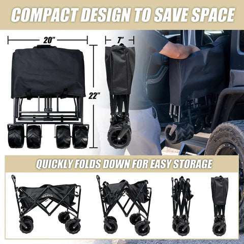 Raptor Series FC-100-BLK OFFGRID - Wagon Cart Black Polyester Collapsible Heavy Duty Outdoor