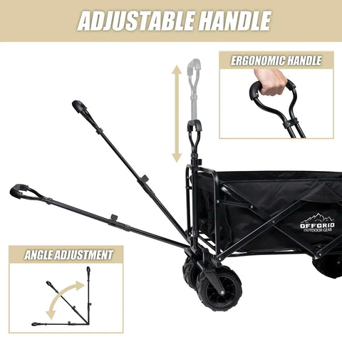 Raptor Series FC-100-BLK OFFGRID - Wagon Cart Black Polyester Collapsible Heavy Duty Outdoor