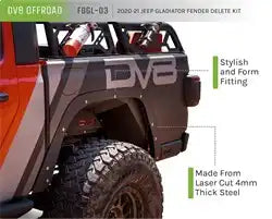 DV8 Offroad FDGL-03 20-22 JEEP GLADIATOR JT FENDER DELETE SET FRONT AND REAR