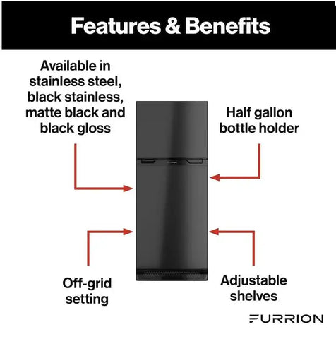 FURRION LLC FCR08DCGTA-BL 8 CU RIGHT HAND REFRIGERATOR