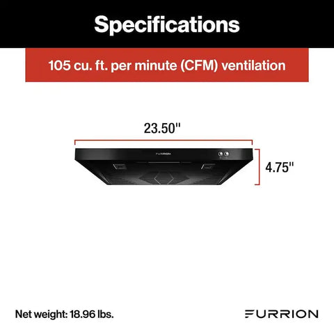 Furrion LLC FHO23SACRV-BL - 12V RANGE HOOD WITH CHARCOAL FILTER