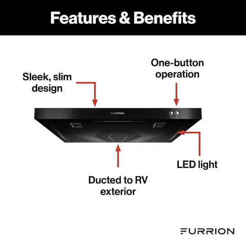 Furrion LLC FHO23SACRV-BL - 12V RANGE HOOD WITH CHARCOAL FILTER
