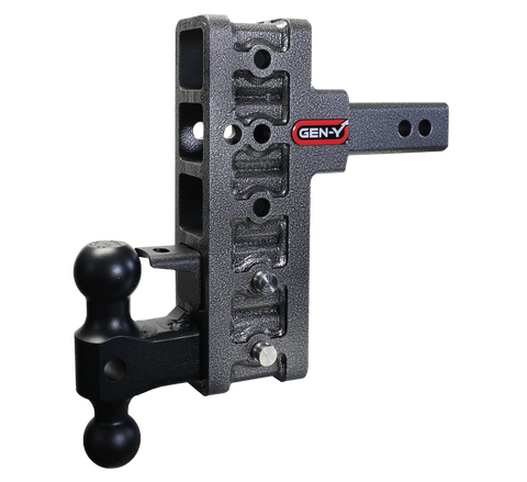 GH-425 MEGA-DUTY 2" Offset Shank 2.5" R 7.5" Drop 2K TW 10K Hitch Dual-Ball Pintle Lock
