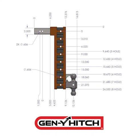 Gen-Y Hitch GH-615 Trailer Hitch Ball Mount MEGA-DUTY Fits 2-1/2 Inch Receiver 21000 GTW