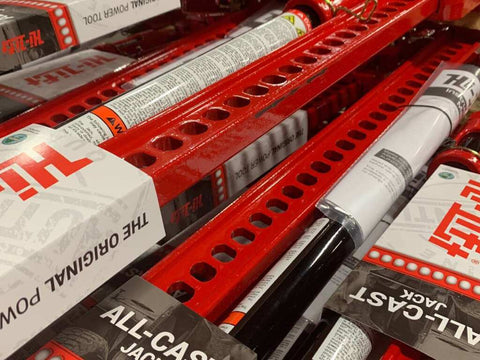 Hi-lift Jack HL-485 - 48 in All Cast Model, 7000 lb. Capacity. Red with a Black Handle.