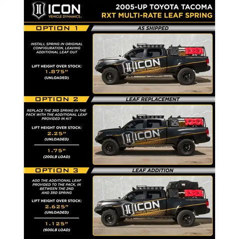 ICON Vehicle Dynamics 158505 ICON 2005-2023 Toyota Tacoma Multi Rate RXT Leaf Spring Pack W/Add In Leaf