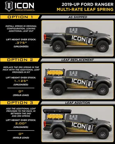 ICON Vehicle Dynamics K93206TA ICON 19-21 Ford Ranger 0-3.5" Lift Stage 6 Susp System Tubular UCA Al Knuckle