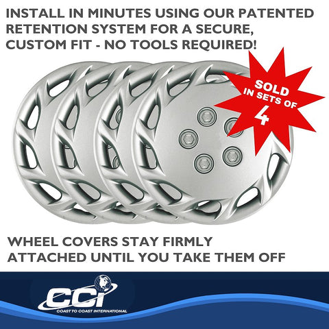 Coast To IWCB87714S 14 Inch 10 Hole Silver Color Plastic Set Of 4 Standard Leg