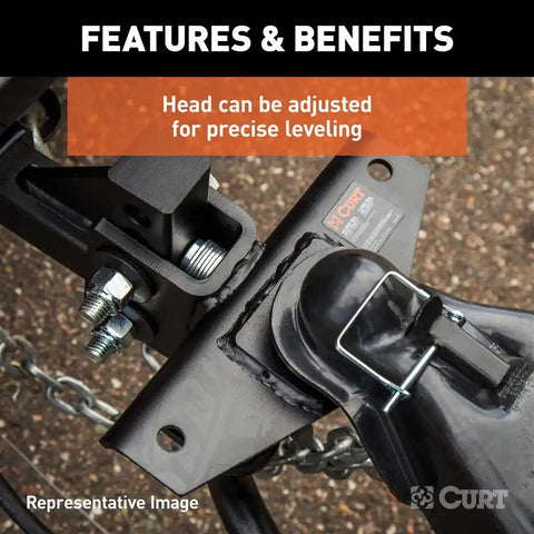 CURT 17051 Round Bar Weight Distribution Hitch With Integrated Lubrication (6-8K)