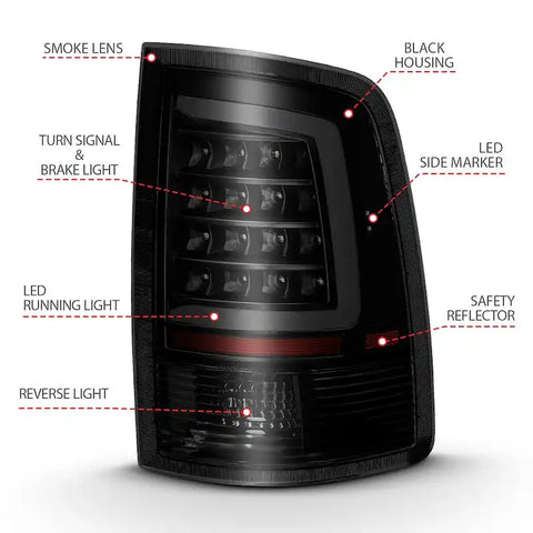 Anzo USA 311319 Tail Light Assembly LED Smoke Lens Black Housing