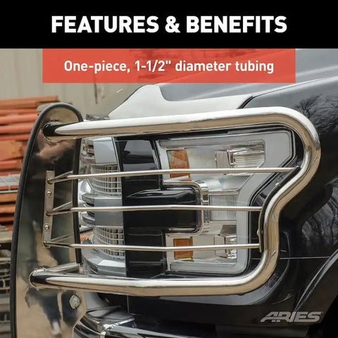ARIES 4076-2 - Polished Stainless Grille Guard, Select Hummer H2