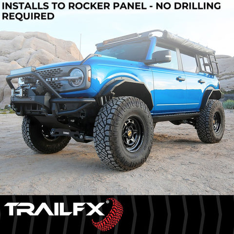 TrailFX ORB015 Overland Running Boards – Bolt-On Steel Tube, Matte Black Powder Coat, Dual Step Areas