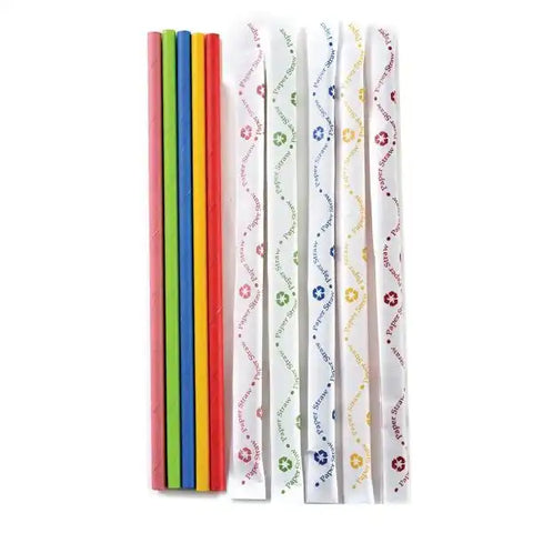 PAPER PARTY STRAWS  WRAPPED  ASSORT
