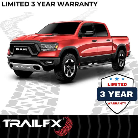 TrailFX A1542B - With Step Pads 4 In Oval Straight Powder Coated Black Mild Steel Welded End Crew Cab Pickup