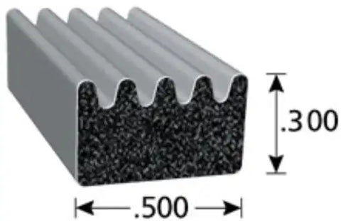 EPDM SPONGE D RIB SEAL W/PSA 25FT