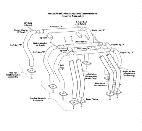 Go Rhino 9009516TSC - Bed Bars Complete Kit Triple Bar/Single Kicker (On wheel wells) Chrome