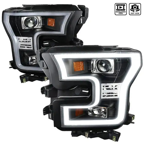 LED RIM PROJECTOR HEADLIGHTS BLACK
