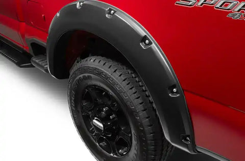 Bushwacker 20146-02 - Pocket/Rivet Style Fender Flares Black Smooth Finish 2-Piece Rear