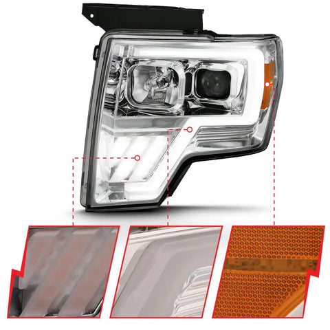 ANZO USA 111470 Headlight Assembly G4 Series Halogen Bulb Projector Beam With Swit