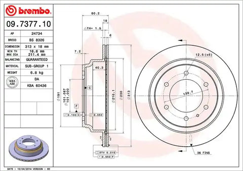 BREMBO 09737710C02 DISC BRAKE ROTOR