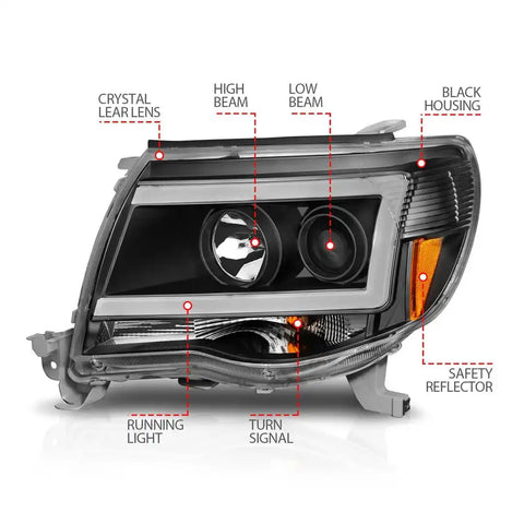 ANZO USA 111517 Headlight Assembly Halogen Bulb Projector Beam H1 High Beam Bulb A