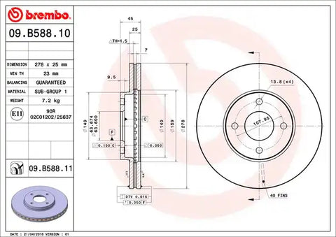BREMBO 09B58811C02 DISC BRAKE ROTOR