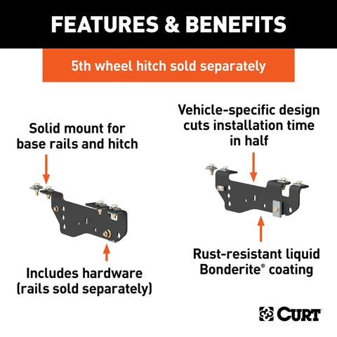 CURT 16448 Custom 5th Wheel Brackets, Select Ford F-250, F-350, F-450 Super Duty