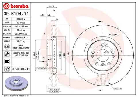 BREMBO 09R10411C02 DISC BRAKE ROTOR