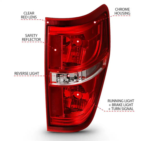 ANZO 311299 EURO TAILLIGHT RED/CLEAR (W/O BULB)