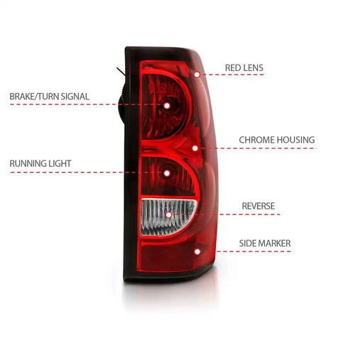 ANZO 311302 TAIL LIGHT ASSEMBLY; RED/CLEAR LENS