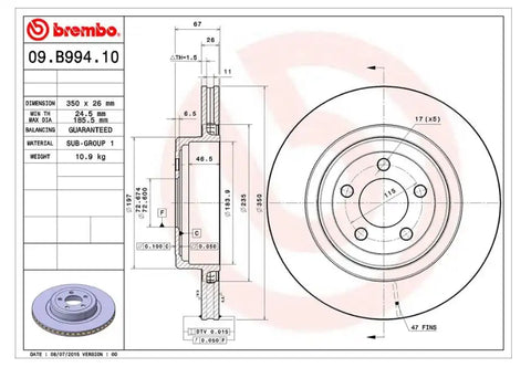 BREMBO 09B99410C02 DISC BRAKE ROTOR