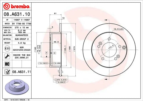BREMBO 08A63111C02 DISC BRAKE ROTOR
