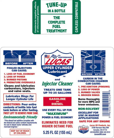LUCAS OIL 10020 INJECTION CLEANER 5.25 OZ