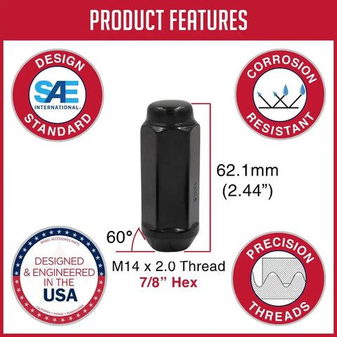 LUG-BLG 2.40 7/8-M14 2.0 BLK(BOX OF
