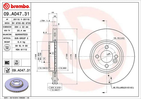BREMBO 09A04731C02 DISC BRAKE ROTOR