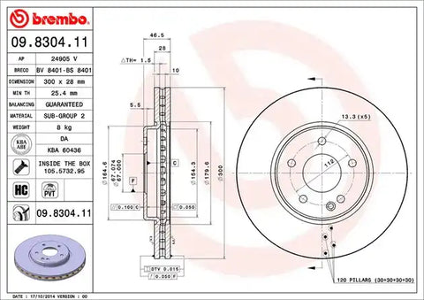 BREMBO 09830411C02 DISC BRAKE ROTOR