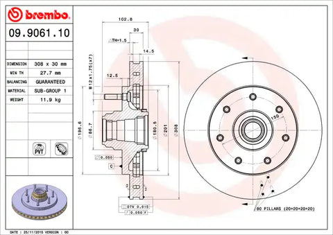 BREMBO 09906110C02 DISC BRAKE ROTOR