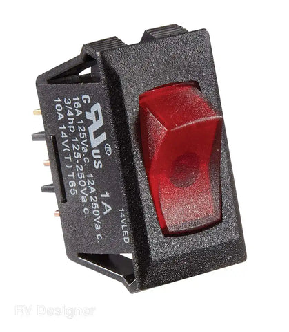10A BLACK W/RED ROCKER SW
