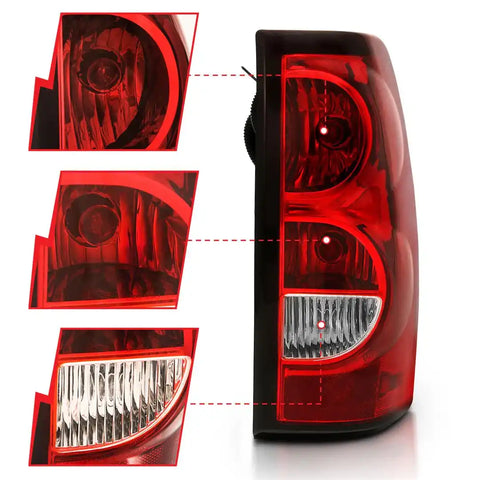 ANZO 311302 TAIL LIGHT ASSEMBLY; RED/CLEAR LENS