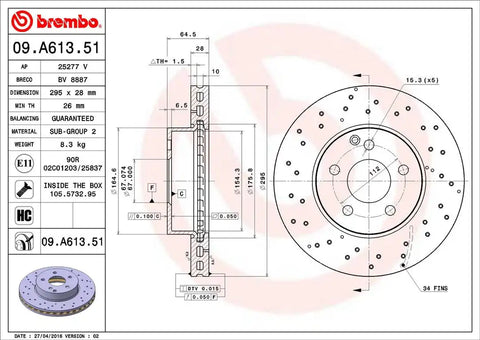 BREMBO 09A61351C02 DISC BRAKE ROTOR