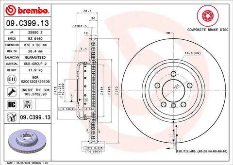 BREMBO 09C39913C02 DISC BRAKE ROTOR
