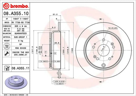 BREMBO 08A35511C02 DISC BRAKE ROTOR