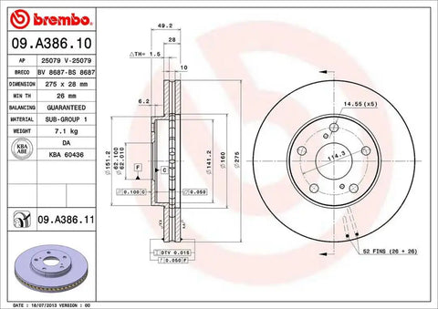 BREMBO 09A38611C02 DISC BRAKE ROTOR