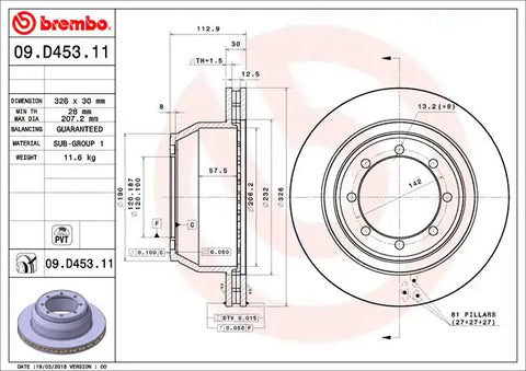 BREMBO 09D45310C02 DISC BRAKE ROTOR