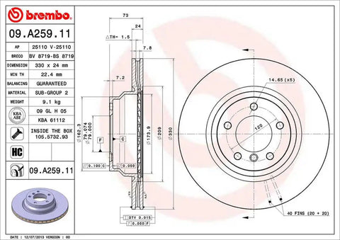 BREMBO 09A25911C02 DISC BRAKE ROTOR