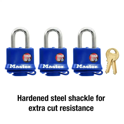 3PK PADLOCK W/BLUE SHELL