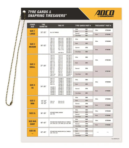 Adco D0048 Point Of Purchase Display Tyre Gard/Tire Cover Hanging Fit Chart