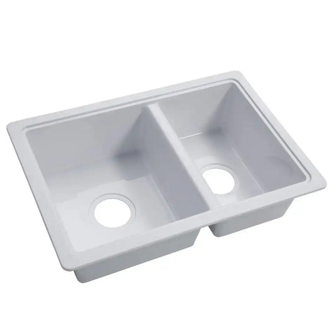 25' X 17' DOUBLE BOWL SINK - WHITE